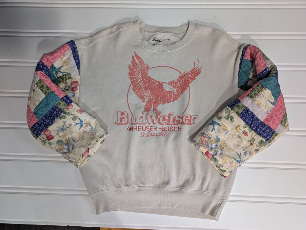 Handmade Upcycled Blanket Sleeve Sweater - Budweiser